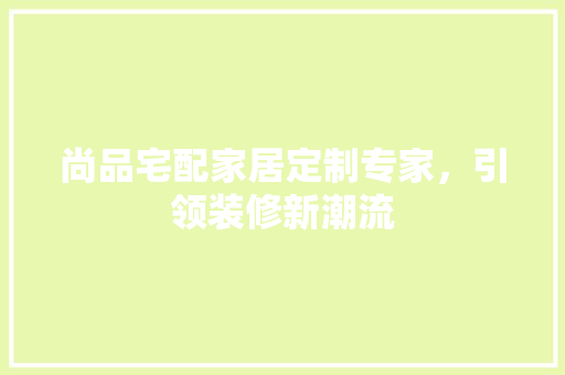 尚品宅配家居定制专家，引领装修新潮流
