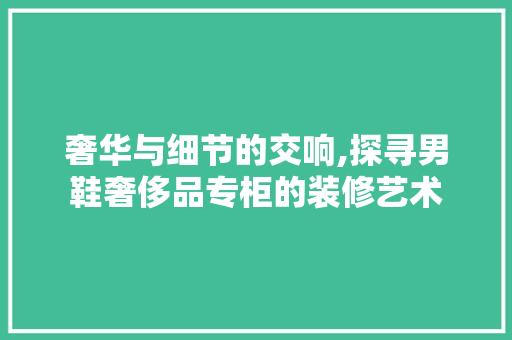 奢华与细节的交响,探寻男鞋奢侈品专柜的装修艺术
