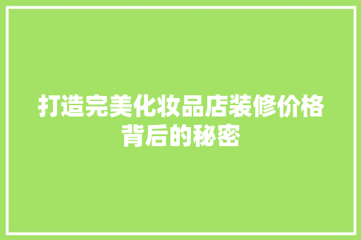 打造完美化妆品店装修价格背后的秘密  第1张