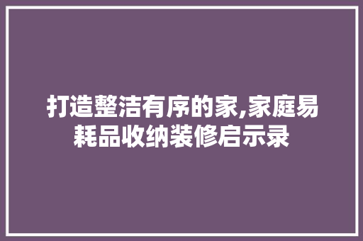 打造整洁有序的家,家庭易耗品收纳装修启示录