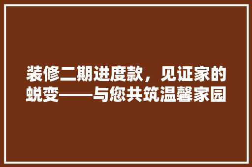 装修二期进度款，见证家的蜕变——与您共筑温馨家园