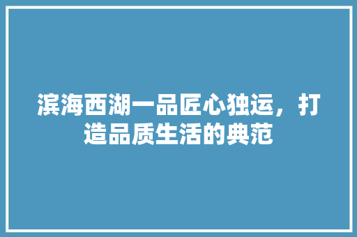 滨海西湖一品匠心独运，打造品质生活的典范