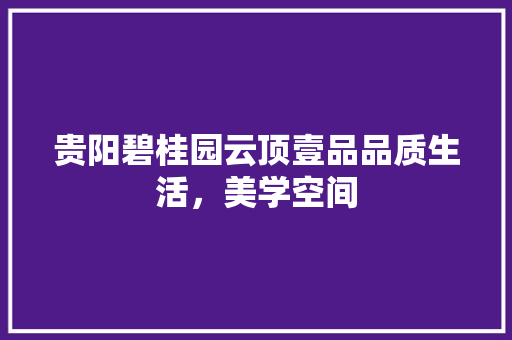 贵阳碧桂园云顶壹品品质生活，美学空间