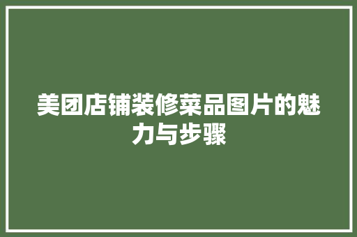 美团店铺装修菜品图片的魅力与步骤