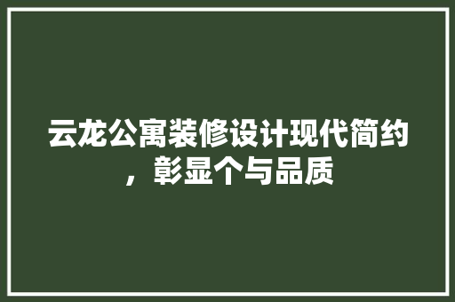 云龙公寓装修设计现代简约，彰显个与品质