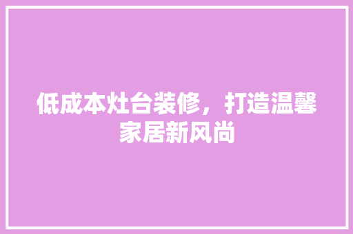 低成本灶台装修，打造温馨家居新风尚
