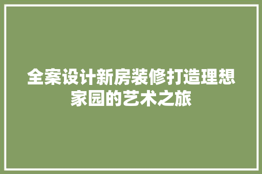 全案设计新房装修打造理想家园的艺术之旅
