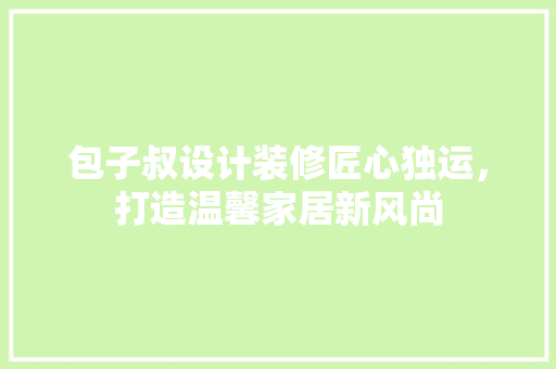 包子叔设计装修匠心独运，打造温馨家居新风尚