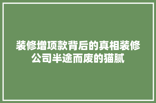 装修增项款背后的真相装修公司半途而废的猫腻