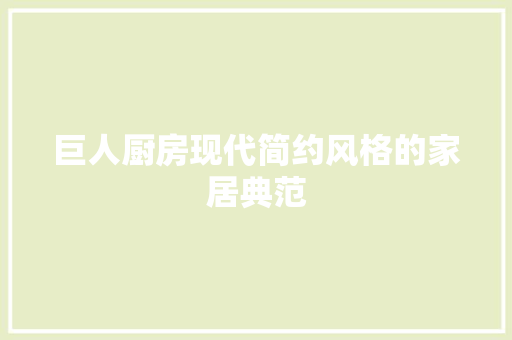 巨人厨房现代简约风格的家居典范