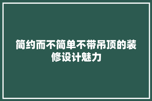 简约而不简单不带吊顶的装修设计魅力  第1张