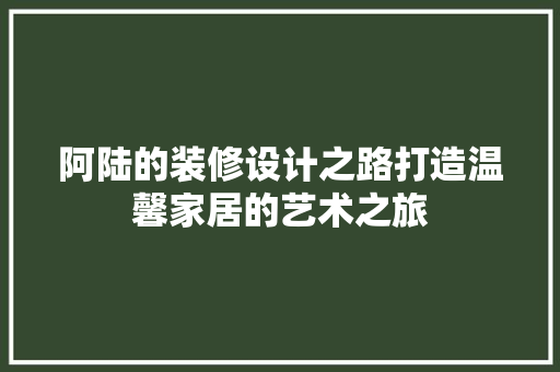 阿陆的装修设计之路打造温馨家居的艺术之旅