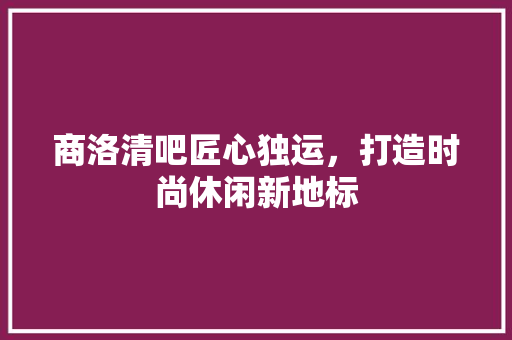 商洛清吧匠心独运，打造时尚休闲新地标