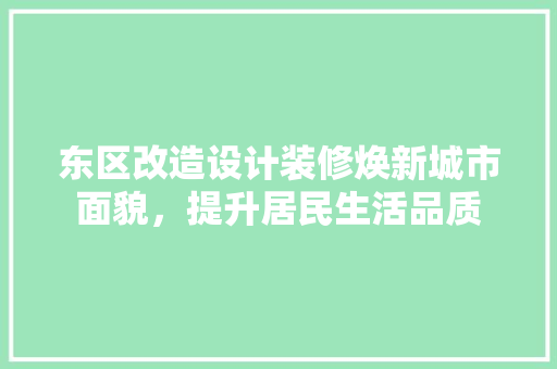 东区改造设计装修焕新城市面貌，提升居民生活品质