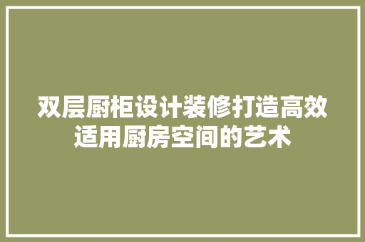 双层厨柜设计装修打造高效适用厨房空间的艺术