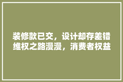 装修款已交，设计却存差错维权之路漫漫，消费者权益如何保障  第1张