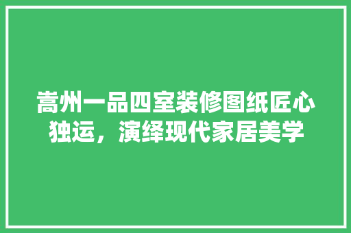 嵩州一品四室装修图纸匠心独运，演绎现代家居美学