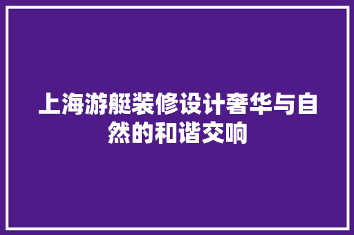 上海游艇装修设计奢华与自然的和谐交响
