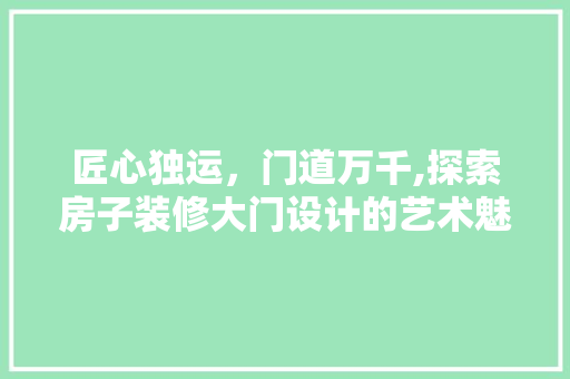 匠心独运，门道万千,探索房子装修大门设计的艺术魅力