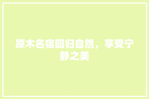 原木名宿回归自然，享受宁静之美