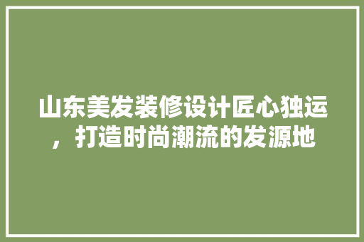 山东美发装修设计匠心独运，打造时尚潮流的发源地