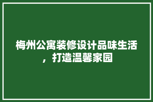 梅州公寓装修设计品味生活，打造温馨家园
