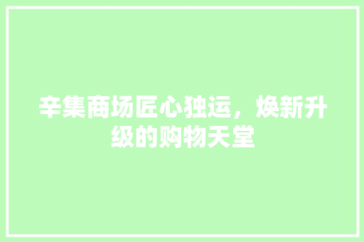 辛集商场匠心独运，焕新升级的购物天堂