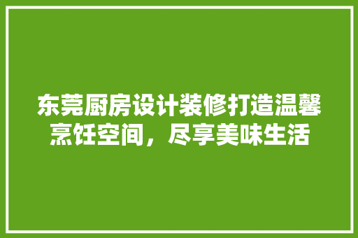 东莞厨房设计装修打造温馨烹饪空间，尽享美味生活