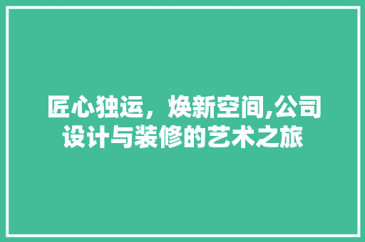 匠心独运，焕新空间,公司设计与装修的艺术之旅