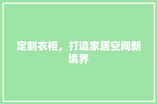 定制衣柜，打造家居空间新境界