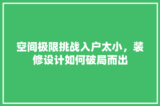 空间极限挑战入户太小，装修设计如何破局而出