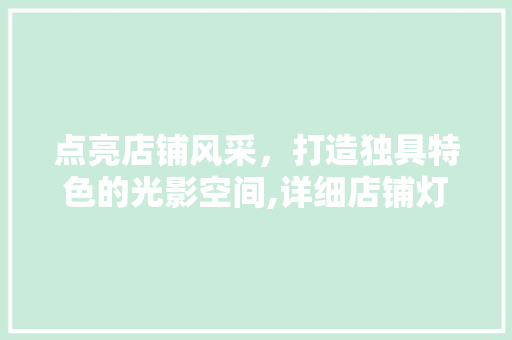 点亮店铺风采，打造独具特色的光影空间,详细店铺灯光装修设计