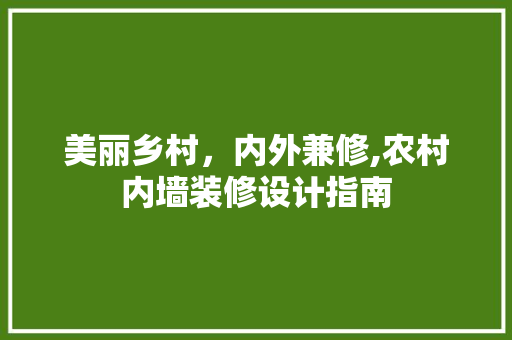 美丽乡村，内外兼修,农村内墙装修设计指南