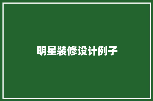 明星装修设计例子